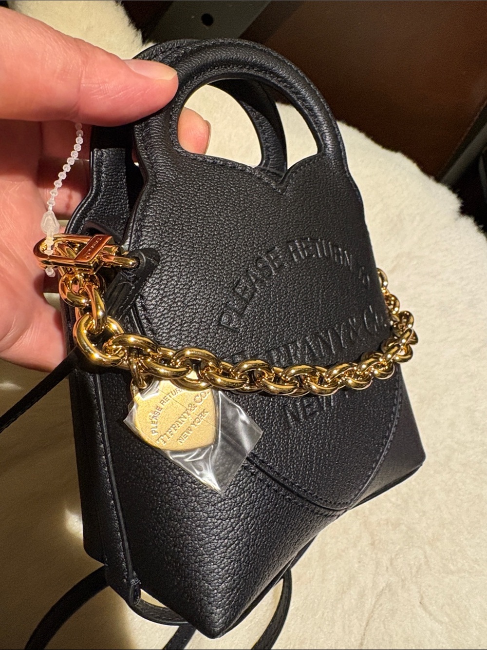 Tiffani and Co black leather mini bag removable strap - cutest designer bag- New - Picture 3 of 16